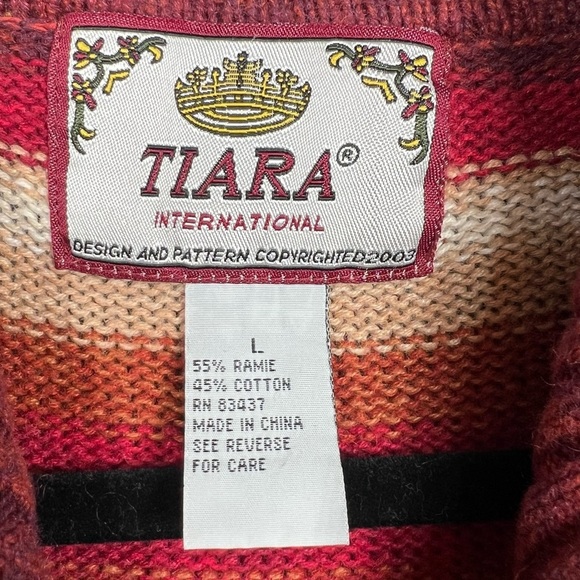 Vintage Tiara International Stripe Full Zip Sweater Women's Size Large - Picture 9 of 12